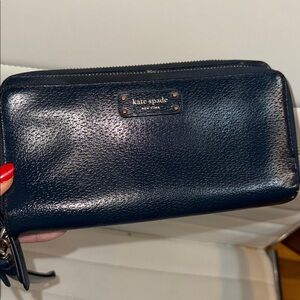 KATE SPADE WALLET WITH ZIP POCKETS AND THREE COMPARTMET teal/emerald BLUE